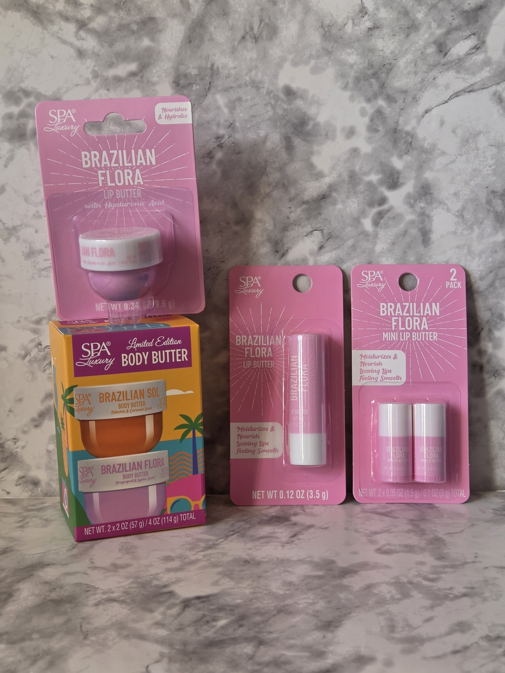 Brazilian Flora Body & Lip Butter - Pink, Set of 4